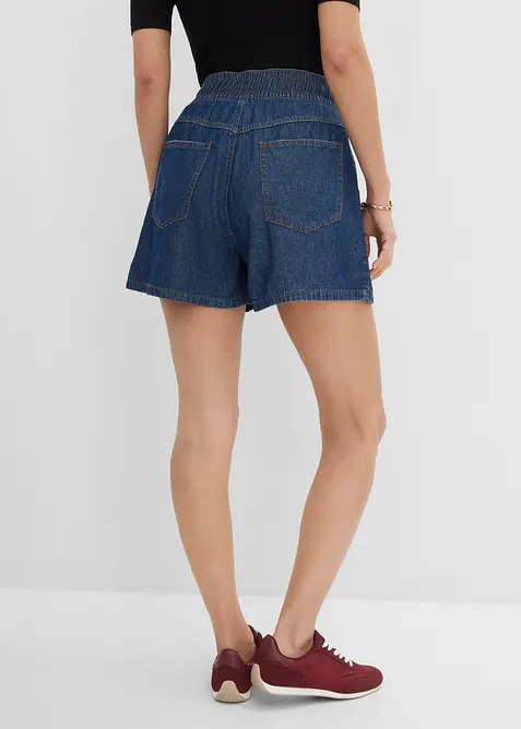 Jeansshorts med res&aring;rlinning och High Waist, bonprix