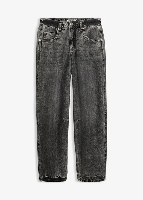 Jeans med medelh&ouml;g midja och kortare ben, Super Soft, bonprix