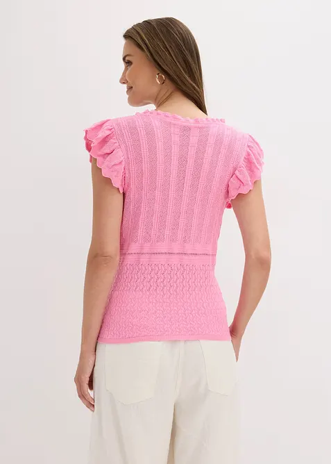 Stickad topp av mjuk viskosmix, bonprix