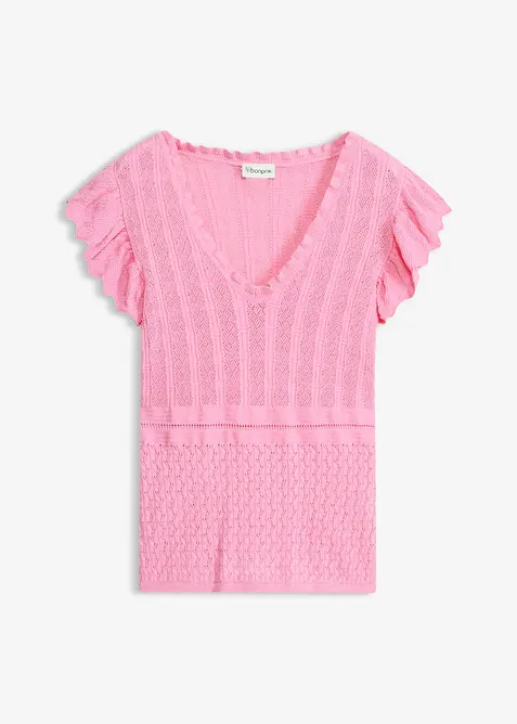 Stickad topp av mjuk viskosmix, bonprix
