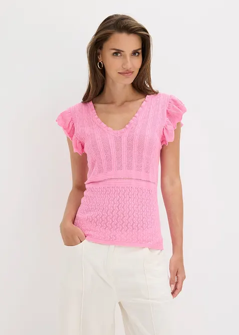 Stickad topp av mjuk viskosmix, bonprix