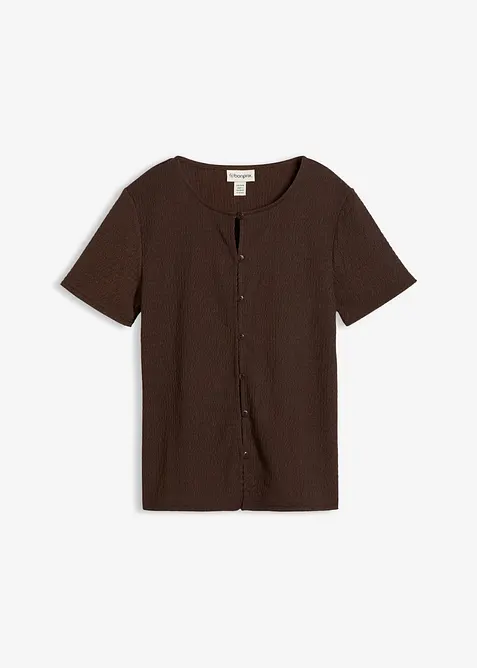 Topp av strukturmaterial och med knappsl&aring;, bonprix