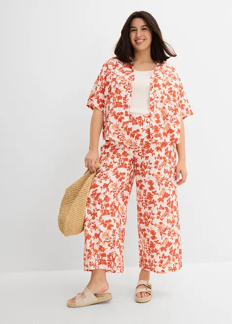 Culottebyxa i b&ouml;ljande viskosmix, bonprix