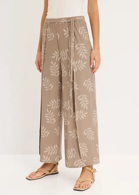 Byxa med omlottlook i kr&auml;ppad jersey, bonprix