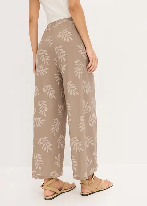 Byxa med omlottlook i kr&auml;ppad jersey, bonprix