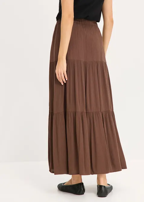 Maxikjol med v&aring;der i viskos med struktur, bonprix