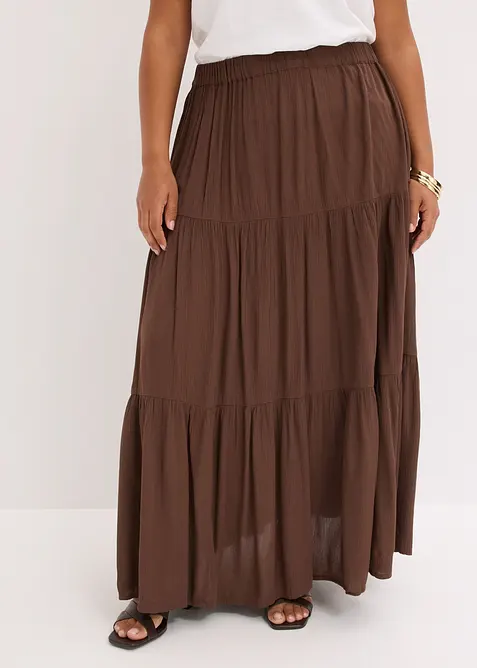 Maxikjol med v&aring;der i viskos med struktur, bonprix