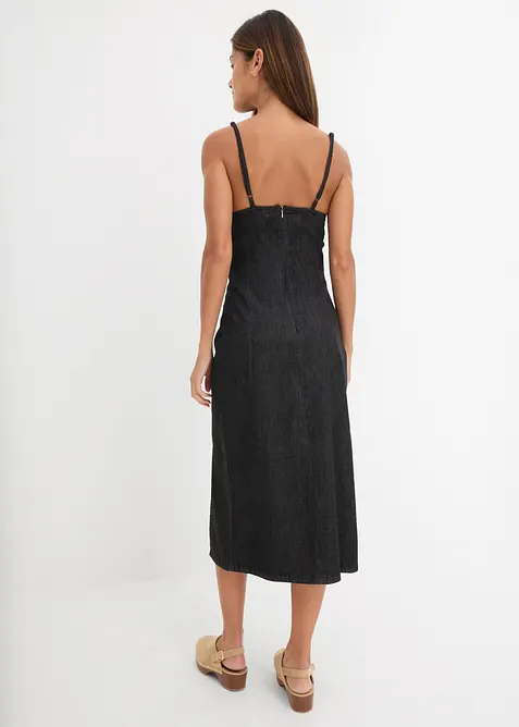 Jeanskl&auml;nning med slits, bonprix