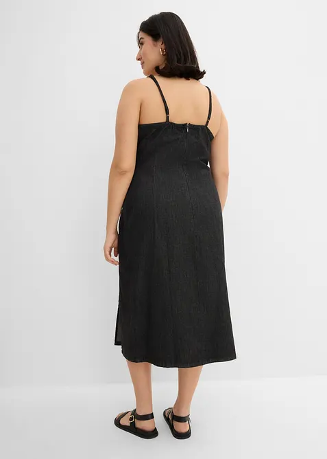 Jeanskl&auml;nning med slits, bonprix