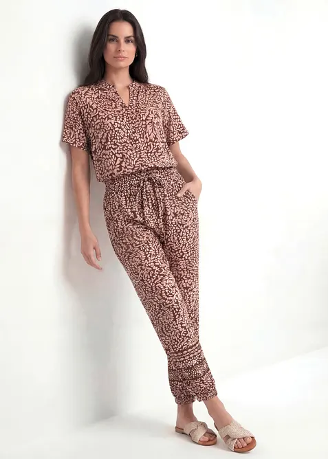 Vid dra p&aring;-byxa i viskos med mjukt fall, bonprix