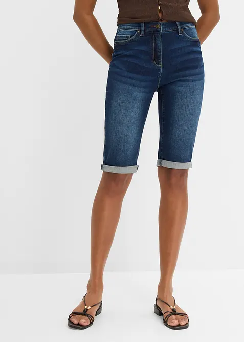 Jeansbermudas Mid Waist, med bekv&auml;m midja, bonprix