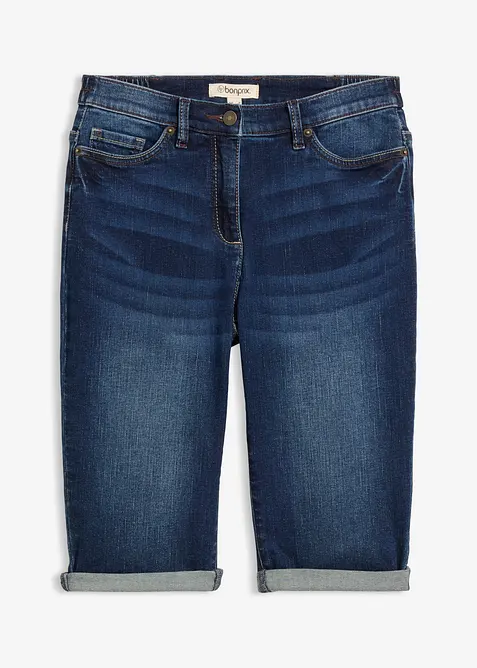 Jeansbermudas Mid Waist, med bekv&auml;m midja, bonprix