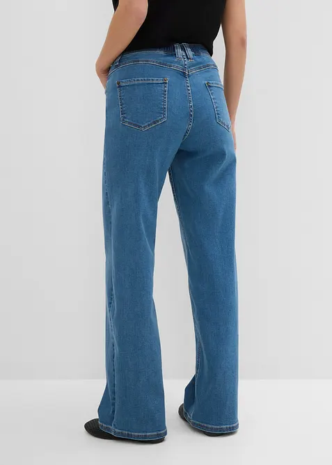 Wide Leg Jeans Mid Waist, med bekv&auml;m midja, bonprix