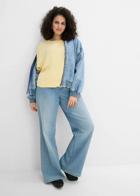 Viskostopp med rynkade &auml;rmslut, bonprix