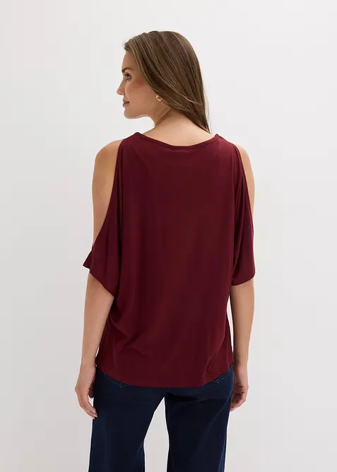 Cold shoulder-topp i viskos, bonprix