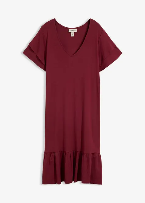 Jerseykl&auml;nning med volang i viskosmix, bonprix