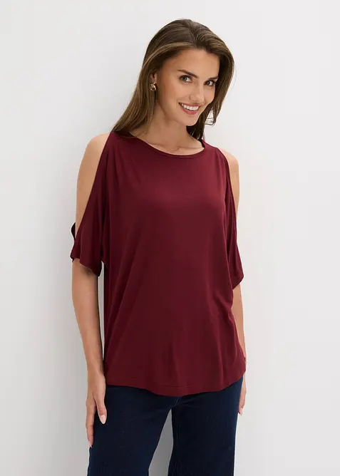 Cold shoulder-topp i viskos, bonprix