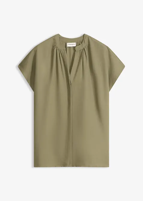 Kort&auml;rmad blus med dold knappsl&aring;, bonprix