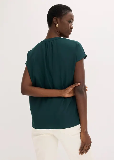 Kort&auml;rmad blus med dold knappsl&aring;, bonprix