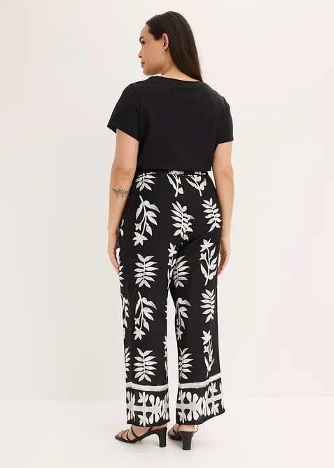 M&ouml;nstrad byxa i f&ouml;ljsam viskos, bonprix