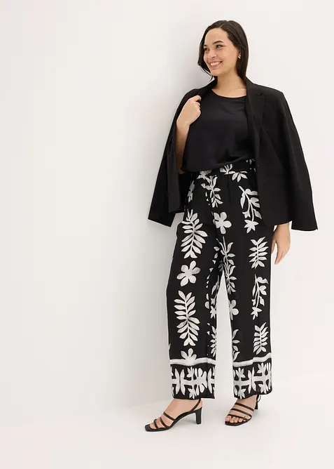 M&ouml;nstrad byxa i f&ouml;ljsam viskos, bonprix