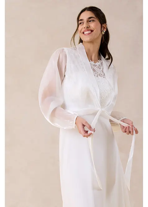 Bolero av tunn tyll med knytdetalj, bonprix