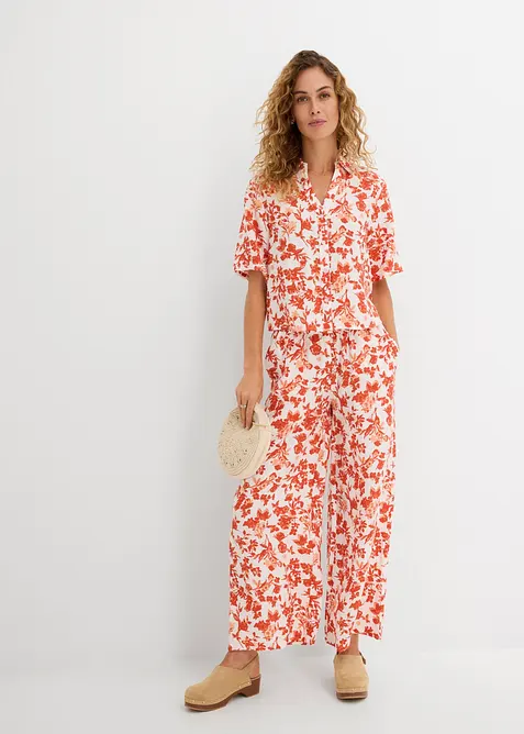 Kort&auml;rmad blus i mjuk viskosmix, bonprix