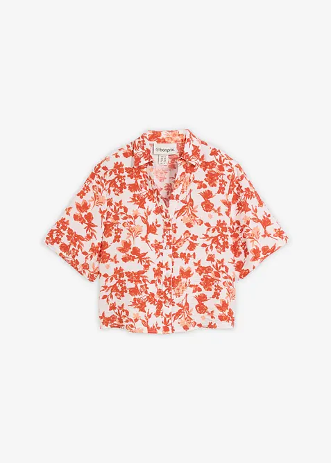 Kort&auml;rmad blus i mjuk viskosmix, bonprix