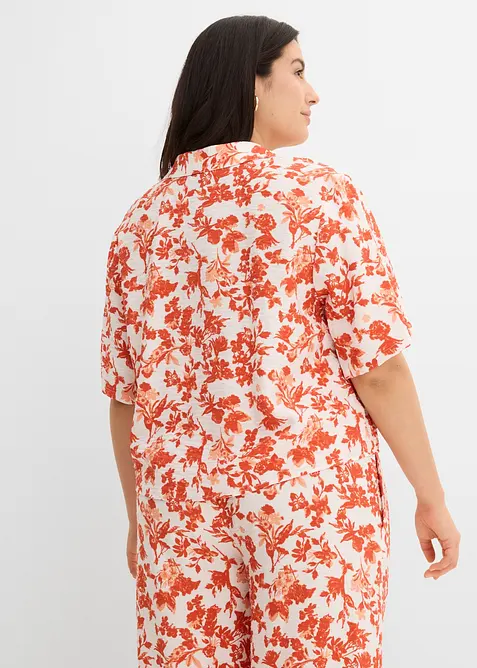 Kort&auml;rmad blus i mjuk viskosmix, bonprix