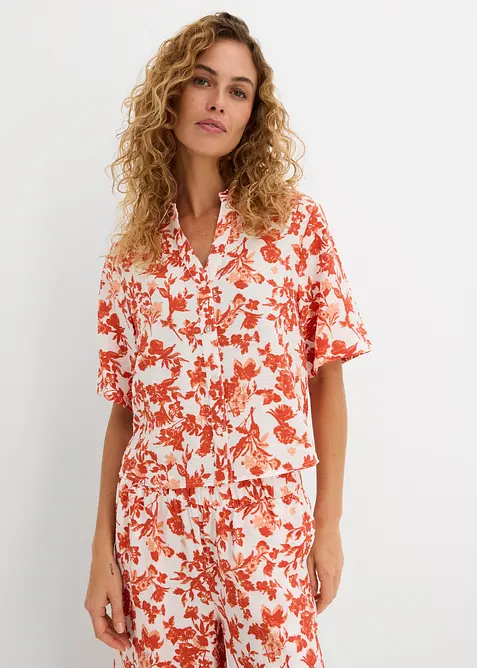 Kort&auml;rmad blus i mjuk viskosmix, bonprix