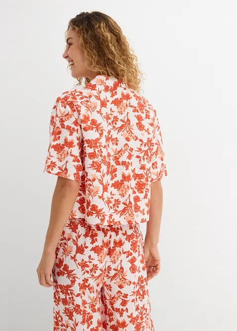 Kort&auml;rmad blus i mjuk viskosmix, bonprix