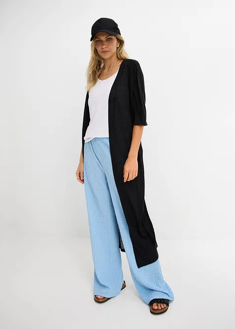 L&aring;ng cardigan med linnelook, bonprix