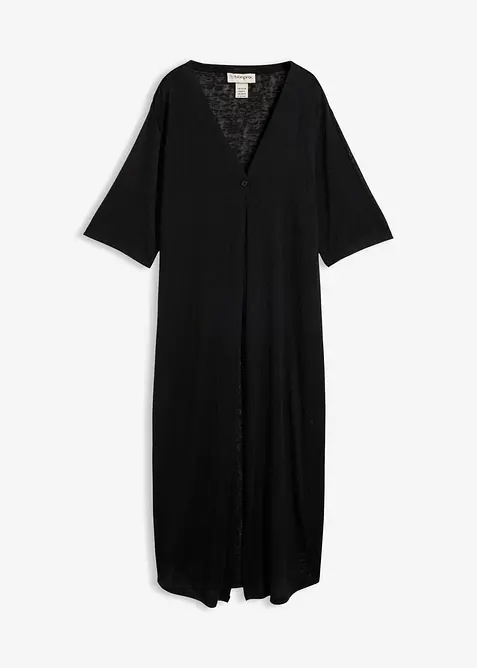 L&aring;ng cardigan med linnelook, bonprix