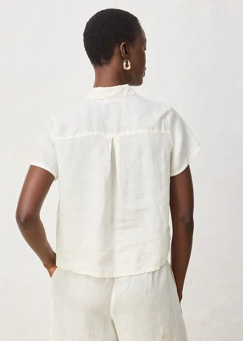 Kort&auml;rmad linneblus, bonprix