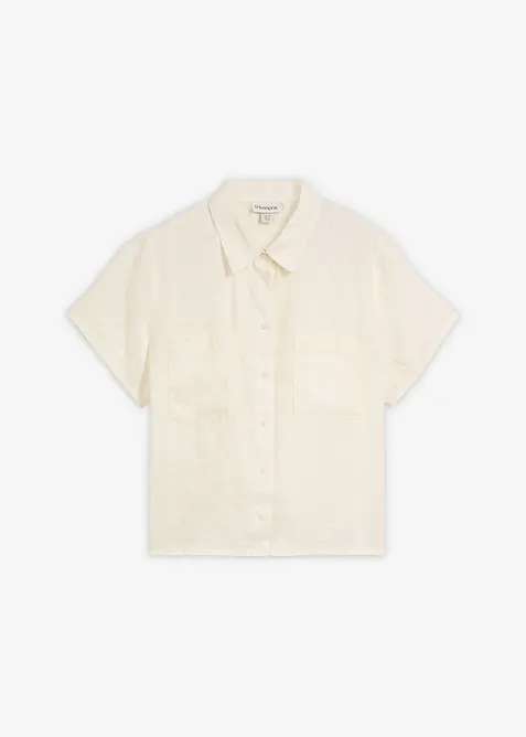 Kort&auml;rmad linneblus, bonprix