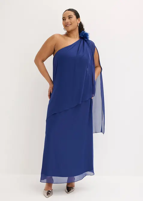 Aftonkl&auml;nning av mjuk chiffong med blomapplikation, bonprix