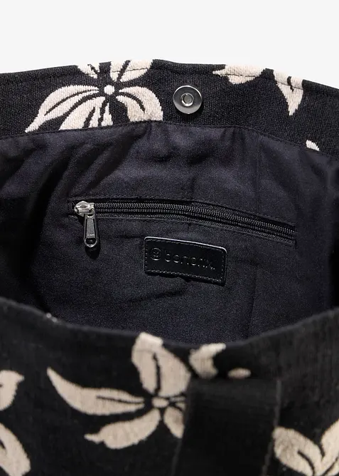 Shoppingv&auml;ska i canvas med blomm&ouml;nster, bonprix