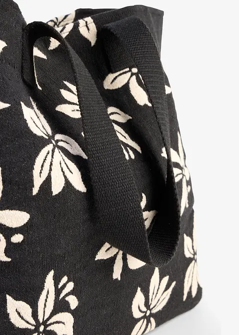 Shoppingv&auml;ska i canvas med blomm&ouml;nster, bonprix