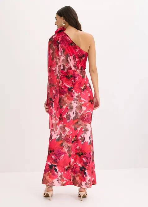 Aftonkl&auml;nning i one shoulder-stil med blomapplikation, bonprix