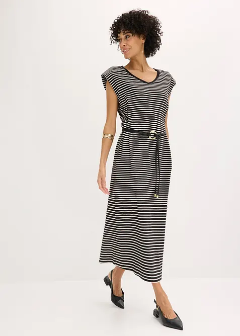 Randig jerseykl&auml;nning med reglerbar midja, bonprix