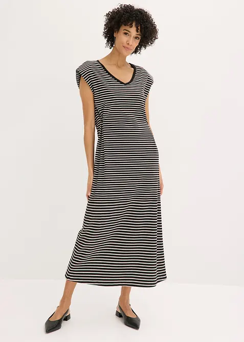 Randig jerseykl&auml;nning med reglerbar midja, bonprix