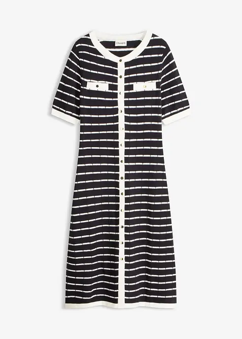 Stickad kl&auml;nning i viskos med knappar, bonprix