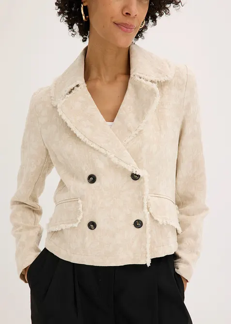 Jacka av bomullsjacquard med lin, bonprix