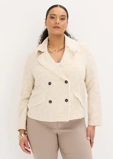 Jacka av bomullsjacquard med lin, bonprix