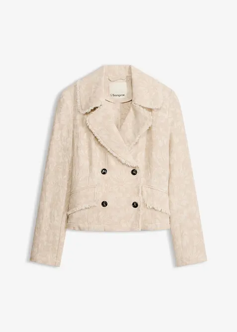 Jacka av bomullsjacquard med lin, bonprix