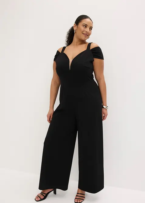 Jumpsuit av kr&auml;pp med struktur, bonprix