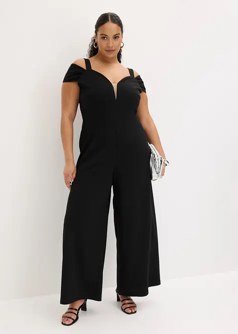 Jumpsuit av kr&auml;pp med struktur, bonprix