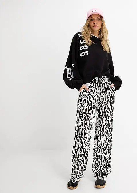 Vid dra p&aring;-byxa i mjuk viskos, bonprix