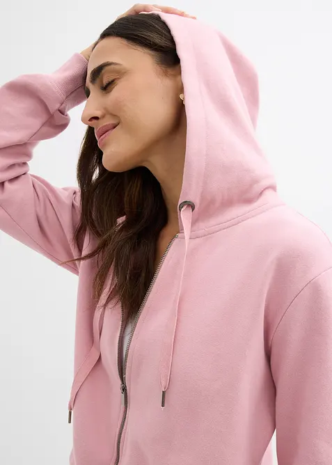 Munkjacka och shorts i sweatshirtmaterial av ekologisk bomull (2 delar), bonprix