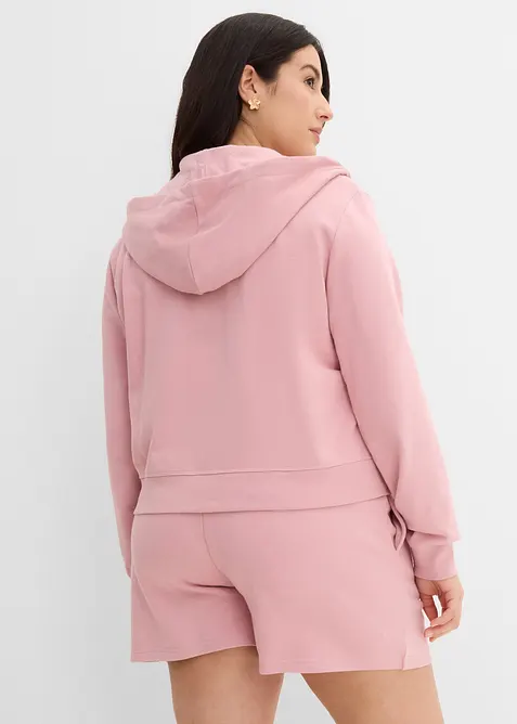 Munkjacka och shorts i sweatshirtmaterial av ekologisk bomull (2 delar), bonprix